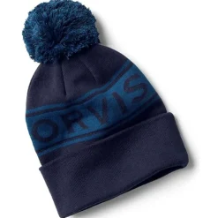 Orvis Bonnets, Tours De Cou & Gants * Bonnet Logo Pom Beanie - Navy Blue