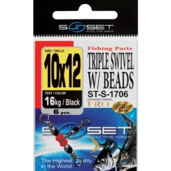 Sunset Montage Ligne * Emerillon Rotatif Mer Triple Swivel W / Beads St-S-1706 - Pack