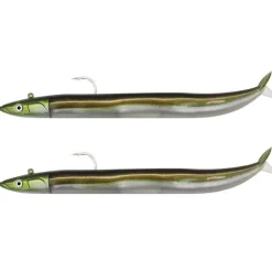 Fiiish Leurres Mer * Kit Leurre Souple Arme Double Combo Crazy Sand Eel 100 + Tête Plombée Off Shore
