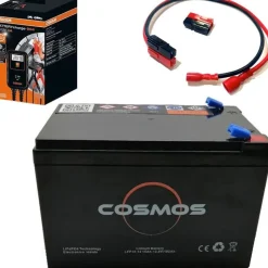 Cosmos Batteries & Chargeurs * Pack Batterie Lithium 12V 15Amp + Chargeur Osram 12V4amp + Faisceaux De Connexion Rapide