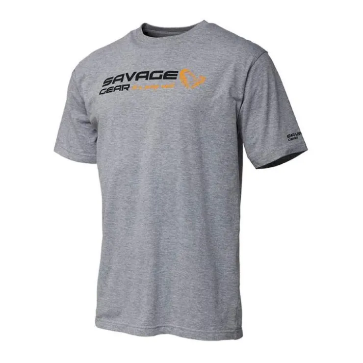 Savage Gear T-Shirts, Polos & Chemises * Tee Shirt Manches Courtes Homme Signature Logo - Gris
