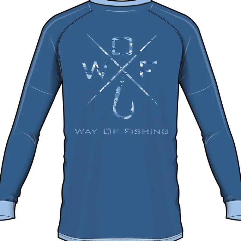 W.O.F. T-Shirts, Polos & Chemises^Tee Shirt Manches Longues Homme Croix - Bleu