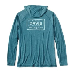 Orvis T-Shirts, Polos & Chemises * Tee Shirt Manches Longues Homme Dricast Logo Hoodie - Blue Lagoon