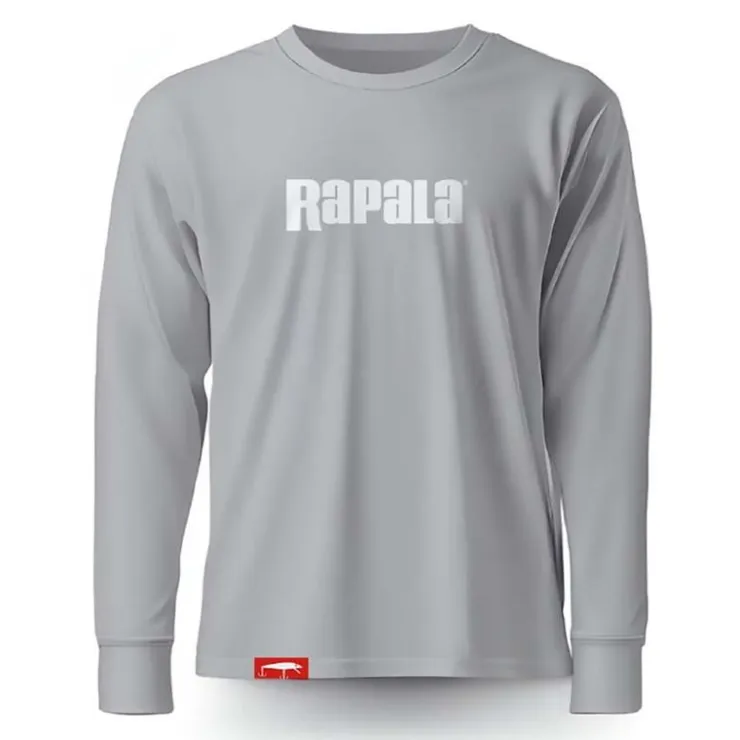 Rapala T-Shirts, Polos & Chemises * Tee Shirt Manches Longues Homme Grey White Logo Long Sleeve T-Shirt - Gris