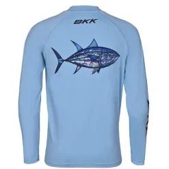 BKK Anti-Uv * Tee Shirt Manches Longues Homme Long Sleeve Performance Shirt Barramundi - Bleu Clair