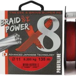Powerline Fils - Tresses - Bdl Carnassier|Tresses - Fils - Bdl Mer * Tresse Braid Power X8 Rouge - 135M